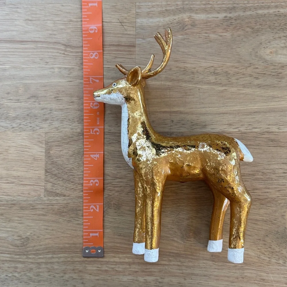 Wondershop gold and white painted ceramic reindeer Christmas figurine decorative
